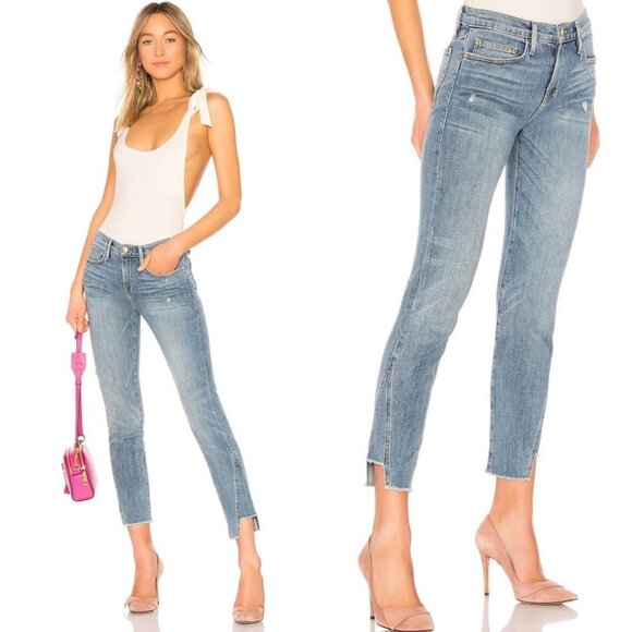 Frame Le Boy Jeans Beaudry Revolve Step Hem Size 24 Distressed Boyfriend Denim - Picture 1 of 16